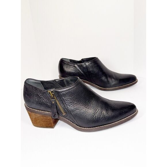 Zodiac Black Leather Shootie Pointed Toe Bootie Western Heel Ankle Boot Zip 7.5 - Picture 7 of 16